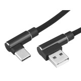 Laidas USB - USB C (K-K) 1m kampu pintas juodas (black) 